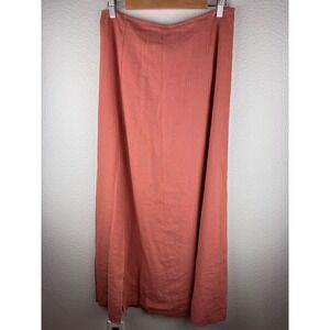 J.Jill Linen Maxi Skirt Coral Elastic Waist Side Slit Tall MT